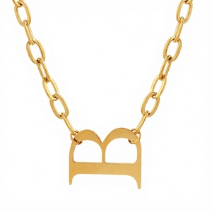 Collar de Acero Inoxidable Chapado en Oro de 18K con Letras, Estilo Vintage, para Mujer, Hip Hop, Minimalista, Cadena de Joyería Moderna - Product Image 2