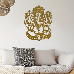 Décoration murale en métal <span class=keywords><strong>2D</strong></span> en forme d'éléphant, symbole hindou de l'éléphant, idéale pour la décoration intérieure et les cadeaux de pendaison de crémaillère, décoration en fer. - Product Image 5