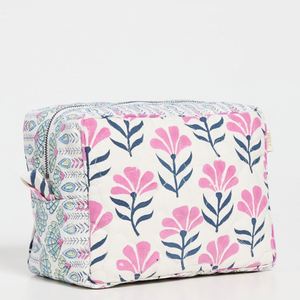 Bolsa de Maquillaje Portátil Ecológica de Lona Floral Acolchada Reutilizable con Cierre Personalizado para Organizar Cosméticos para Mujeres y Niñas Tallas S M L XL para Viaje - Product Image 2