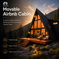 Maisonnette préfabriquée de luxe en verre, structure triangulaire en acier, avec plafond haut, mobile, pour Airbnb