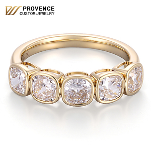 Fábrica de Joyería Personalizada: Anillo de Diamante de Laboratorio con Corte Cojín y Engaste de Bisel, Oro Sólido de 18K, Unisex, Anillo de Eternidad 1/3, Anillo de Boda - Product Image 1