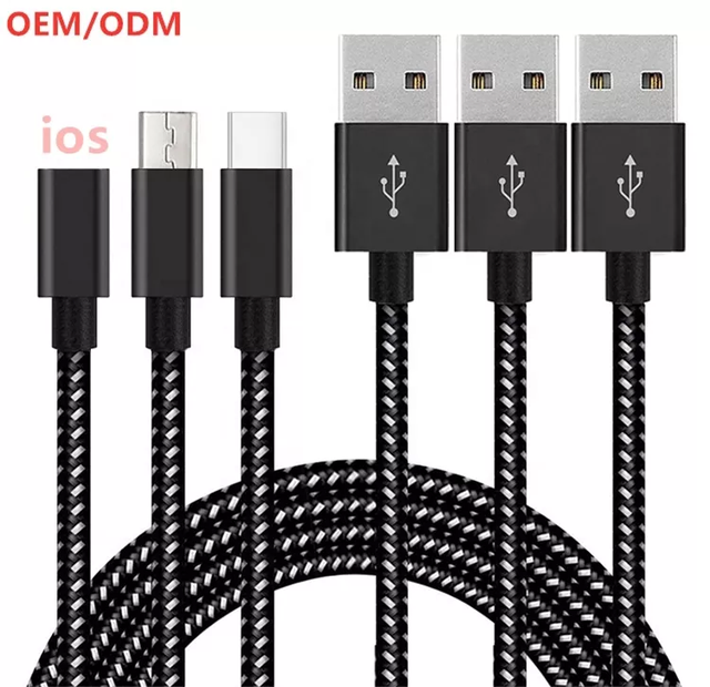 Wholesale 3A Nylon Braided USB Type C Fast Charging Data Transfer Cable for Mobile Phones