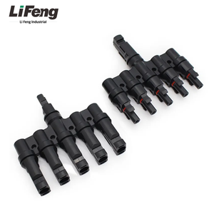 Connecteurs de panneaux solaires en T à installation facile, séparateur en Y 4 vers 1, matériau PPO ignifuge, connecteurs PV <span class=keywords><strong>M</strong></span>/FFF F/<span class=keywords><strong>MMMM</strong></span>, 1 paire - Product Image 1