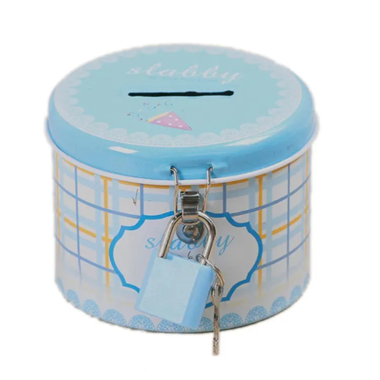 New Design With Lock 65*125 Tinplate Material Tin Can Coin Bank