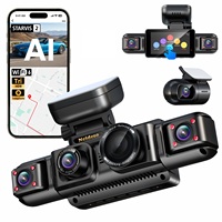 Caméra embarquée Wetopstar 4K 5 canaux avec IA DMS, vue 360°, 5 objectifs, vision nocturne Sony STARVIS 2, écran tactile et moniteur de stationnement