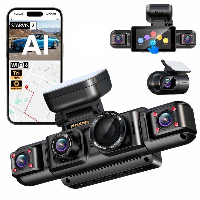 Wetopstar 4K 5 Channel Dash Cam with AI DMS 360 View 5 Lens Car Camera Sony STARVIS 2 Night Vision Touch Screen Parking Monitor