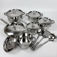Offre Spéciale de batterie de cuisine en acier inoxydable au design classique de 15 pièces comprenant des couvercles d'outils de casseroles de cuisine