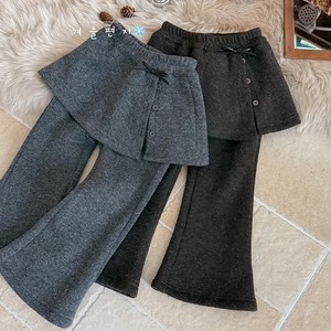 Fleece-<b>Lined</b> Flare <b>Pants</b> For Girls Gray Dark Gray One Piece Solid Color Cotton Winter Casual Skirt <b>Pants</b> Baby Bottoms - Product Image 1