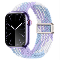 Bracelet magnétique en nylon tressé arc-en-ciel compatible OEM AP004 pour Watch Series 10/iWatch 11 GT7, largeur de bande 18-22 mm