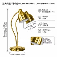 Lampe chauffante électrique dorée sur pied pour buffet, équipement de restauration commerciale