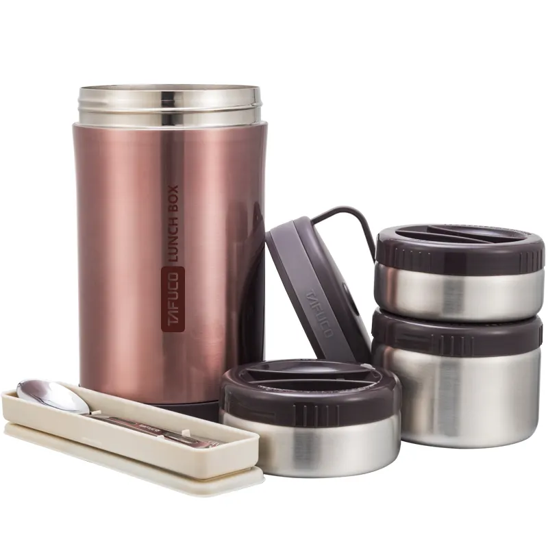 Custom leakproof stainless steel thermos bento food container school kids vacuum insulated lunch box with handle