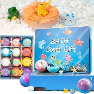 Bombes de <span class=keywords><strong>bain</strong></span> effervescentes colorées en forme de poisson au sel <span class=keywords><strong>marin</strong></span>, lot de 12 bombes de <span class=keywords><strong>bain</strong></span> océaniques avec <span class=keywords><strong>jouet</strong></span> flottant surprise et éducatif, coffret cadeau - Product Image 1