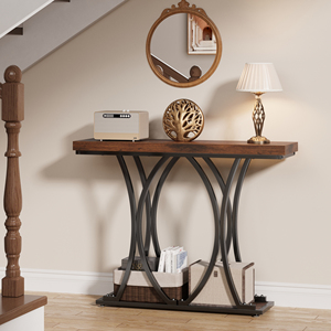 Rustic Brown <strong>Console</strong> <strong>Table</strong> with X-Shaped Base Entryway Foyer <strong>Table</strong> for <strong>Hallway</strong> Entryway - Product Image 3