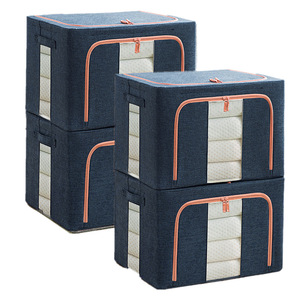 Clothing Organizer Storage <b>Box</b> Rectangle Linen Fabric Large Capacity Foldable Wardrobe Clothes Quilt Organizer <b>Moving</b> Storage - Product Image 5