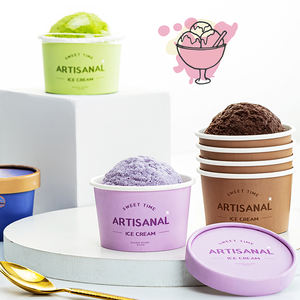 कस्टम राउंड कटोरे डिस्पोजेबल खाद्य ग्रेड पैकेजिंग आइसक्रीम पेपर कप ढक्कन के साथ - Product Image 3