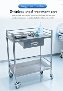 Carrello Medico in Acciaio Inossidabile con 4 Ruote, Adatto per Sale d'Emergenza, Carrello Medico a Doppio Cassetto - Product Image 2