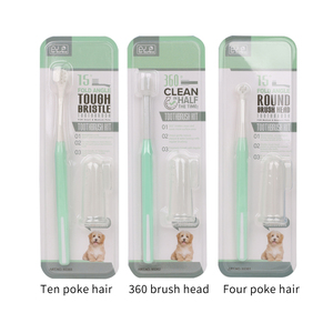 工場卸売環境にやさしい健康的な3種類のヘッド2in1ペット犬猫歯ブラシ犬クリーニングツール歯科ケア歯ブラシ - Product Image 1