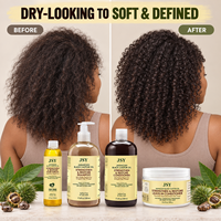 Ensemble de soins capillaires à l'huile de ricin noire jamaïcaine en marque propre avec shampoing, après-shampoing, crème sans rinçage et sérum pour cheveux secs et texturés