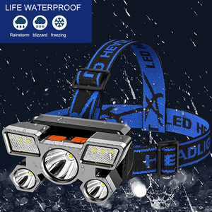 Linterna frontal recargable por USB, linterna frontal portátil de 5LED con batería integrada, luz de trabajo portátil, luz frontal para pesca y Camping - Product Image 6