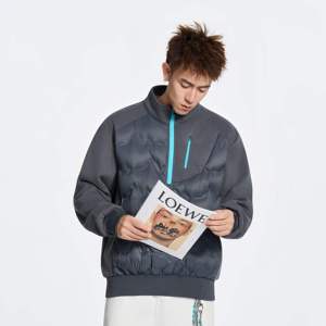 Chaqueta de Plumón Semi-Cremallera OEM para Hombre, Estilo Americano, Delgada y Ajustada, con Cuello Alto, para Parejas, Suéter Abrigado de Invierno - Product Image 3