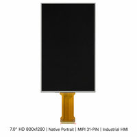 شاشة عرض TFT IPS LCD مقاس 7.0 بوصة بدقة 800×1280، وحدة مدمجة بدقة عرض أصلية 300 شمعة/م2، واجهة MIPI بـ 31 منفذًا، للوحات التحكم الصناعية المحمولة والأجهزة اللوحية