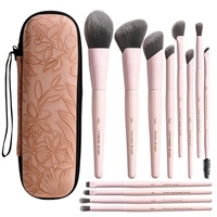 Ensemble de 12 pinceaux de maquillage de luxe BS-MALL, rose, synthétiques, vegan, étiquette privée, ensemble de pinceaux de voyage avec étui porte-pinceaux