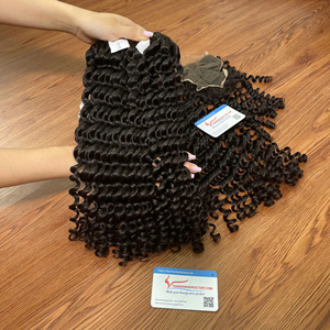 Extensions de cheveux humains vierges Remy du Vietnam de qualité supérieure, couleur naturelle, super double trame, double trame machine, boucles à la vapeur, lot de dentelle - Product Image 1