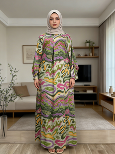 Abaya Musulmana Estiva Professionale, Senza Pieghe, Stile Etnico Casual, Quattro Taglie, in Lino Traspirante, Fornitura ODM - Product Image 5