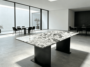 Table à manger rectangulaire moderne en quartzite bleu montagne naturel de luxe, table à manger en marbre de luxe pour villa, maison, hôtel - Product Image 4