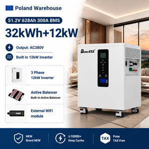 EU Stock-32kWh 28kWh 51.2V 628Ah แบตเตอรี่ในตัว 12kw สามเฟส 220v 230v/380v ออลอินวัน +Active Balancer+WIFI MODULE +DDP 51.2V 628Ah - Product Image 1