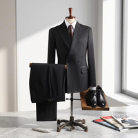 Costume Homme Noir Croisé à Revers Pointus, Veste et Pantalon en Viscose et Polyester, Idéal pour Affaires et Mariages, Sur Mesure (MTM)