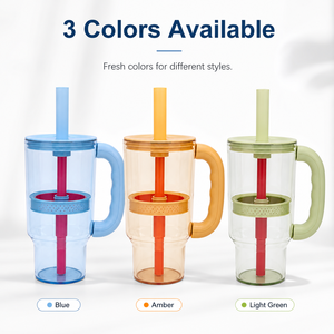 Vaso de Té Helado Navideño de 1180 ml, Vaso con Pajita de 40 oz, Vaso de Plástico con Diseño Floral y Asa, Resistente a Altas Temperaturas - Product Image 5