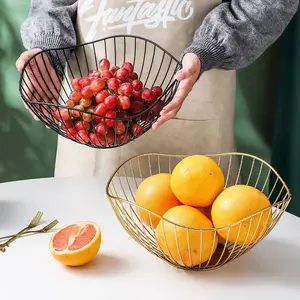 سلة فاكهة معدنية بلاستيكية 2024 بيضاوية فاخرة حديثة للتخزين على طاولة مطبخ بوعاء لغسيل الفواكه