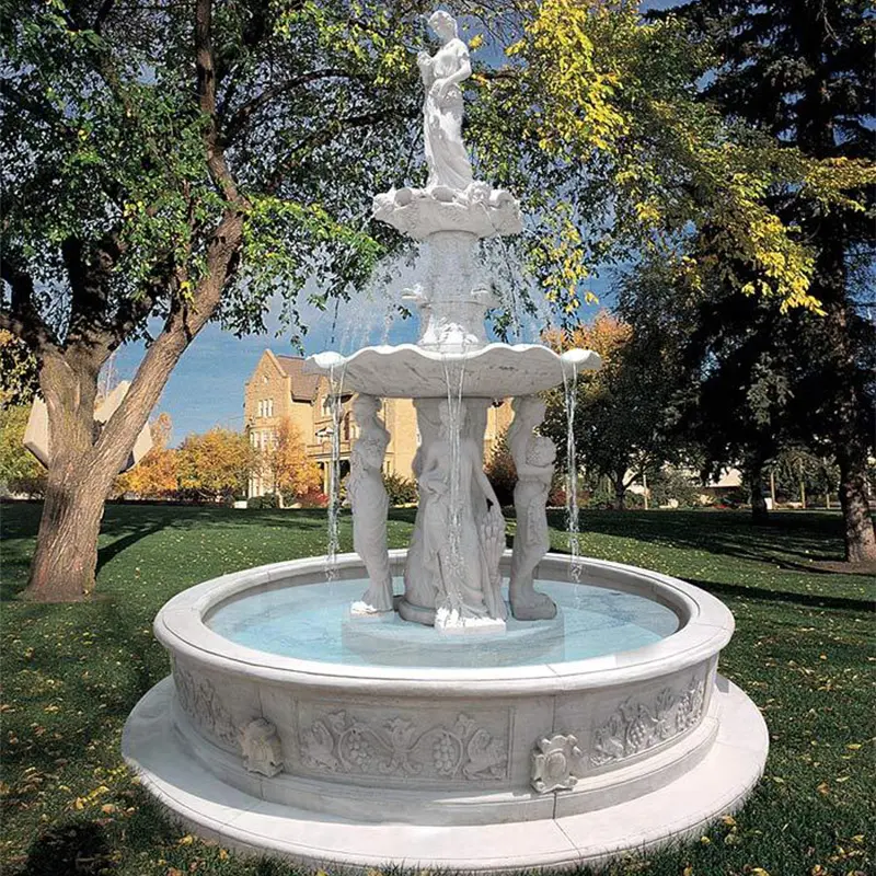Stone Water Fountain Home Garden White Travertine Marble Water Fountain for Sale YL-P021