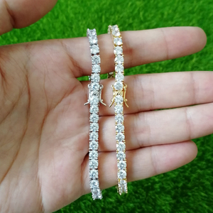 BB019 Pulsera de tenis de latón chapado en oro de 18K con circonita cúbica de 4mm, 6, 7, 8 y 9 pulgadas, estilo Iced Out, para mujer, joyería Hip Hop - Product Image 2