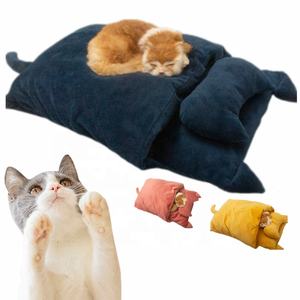 Cordero invierno lindo gato saco de dormir extraíble lavable cálido semicerrado edredón mascotas perros todas las estaciones tejido gato cama de pared - Product Image 2