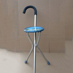 Stainless Steel Cane <b>Stool</b> With Seat Triangular Walking Aid For Elderly Blue One Size - Product Image 1