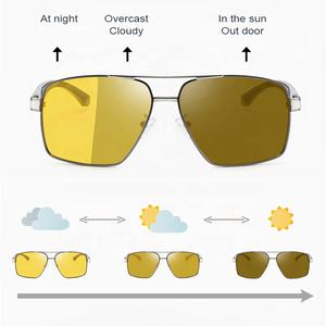Vente en gros de lunettes de soleil légères en aluminium, forme géométrique, Photo chromatique, <span class=keywords><strong>verres</strong></span> polarisés jaunes, décolorés à marron, 709 - Product Image 5