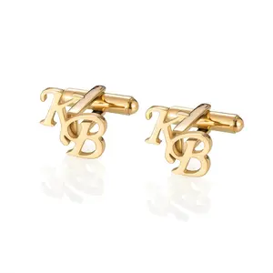 Newest Customize DIY Stainless Steel Suit Cufflinks Mens Shirts Vintage Name Cuff Stud Cufflinks Gold