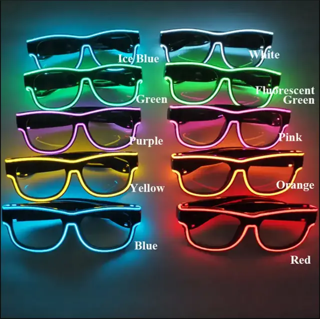 Kacamata bercahaya Led kabel EL diaktifkan suara warna-warni menarik kacamata pesta bercahaya untuk hadiah dekorasi