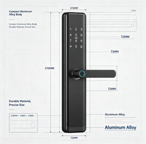 LangYeao Fingerprint Door Lock Aluminum Alloy 5 Ways Unlock APP <strong>Control</strong> Digital Electronic Lock for Apartment Hotel Rental House - Product Image 2