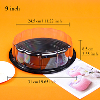 1/8 1/4 1/2 grande boîte d'emballage de gâteau en plastique Transparent clair carré rondeur dôme couvercle jetable en relief PS PET emballage alimentaire
