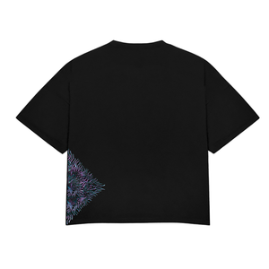 T-shirt da uomo personalizzata all'ingrosso in cotone pesante, vestibilità ampia, nera, con stampa serigrafica, stile streetwear casual - Product Image 2