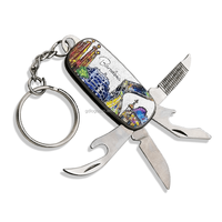 Porte-clés multifonction vintage en métal, personnalisable avec logo, couteau de poche et ouvre-bouteille, écologique – Nouvelle collection en promotion