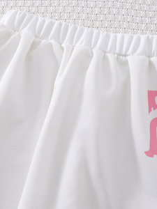 <span class=keywords><strong>T</strong></span>-shirt estiva da donna Casual da calcio <span class=keywords><strong>con</strong></span> scollo a <span class=keywords><strong>V</strong></span> e gonna a sbuffo 2 pz Set stampa modello per bambini - Product Image 5