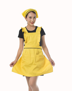 Grembiule da donna retrò e grazioso, in tela, per cucina, moda, cucinare, con logo personalizzabile, uniforme da chef, da cameriera per cucina e <span class=keywords><strong>bar</strong></span> - Product Image 1