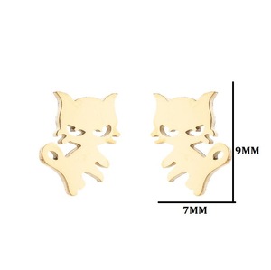 İyi şanslar gümüş gül altın siyah sevimli küçük Pet hayvan kedi damızlık küpe 18k altın kaplama paslanmaz çelik kedi şekilli küpe - Product Image 3