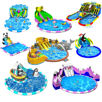 Vente en gros toboggan géant d'été Combo parc aquatique gonflable terrestre portable grande piscine parc d'attractions en métal