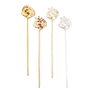 Accessoire DIY jiangc (15129) : Pique à cheveux en alliage multi-trous avec motif <span class=keywords><strong>carpe</strong></span> jouant avec une fleur <span class=keywords><strong>de</strong></span> lotus - Product Image 2