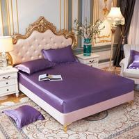 Parure de draps en satin de soie avec logo personnalisé, drap-housse profond pour lit Queen/King et taies d'oreiller